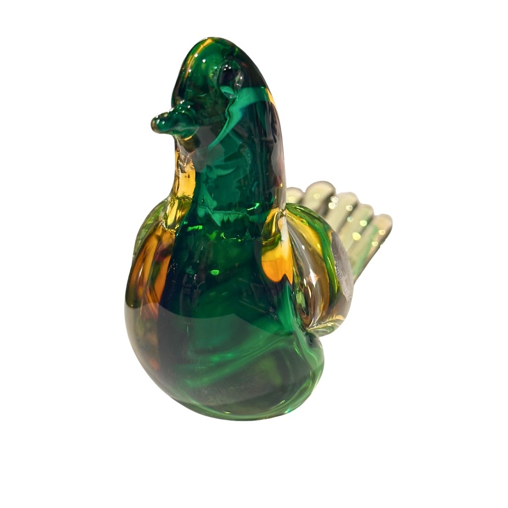 VTG Murano Green and Yellow Glass Bird Figurine - Picture 5 of 9